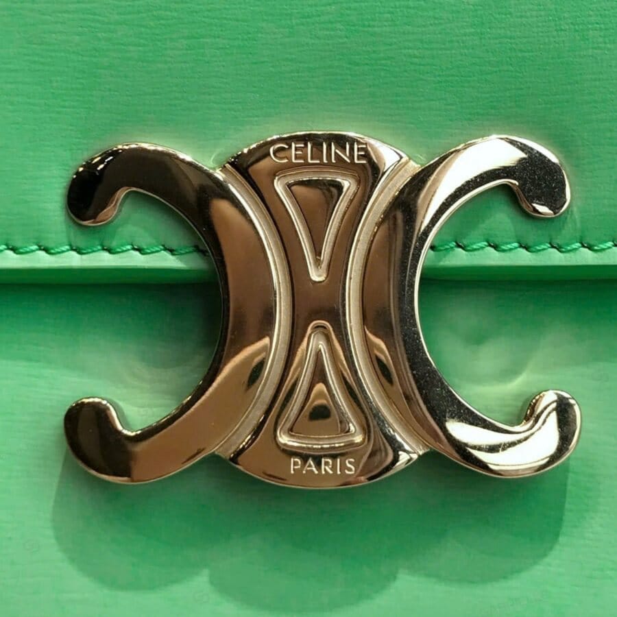 Celine Mini Triomphe Crafted from Green Calfskin Leather Bag - Image 5