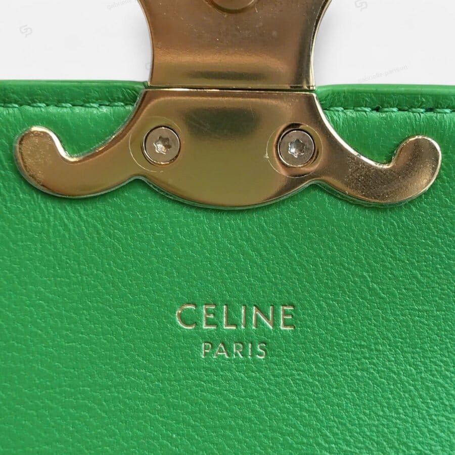 Celine Mini Triomphe Crafted from Green Calfskin Leather Bag - Image 7