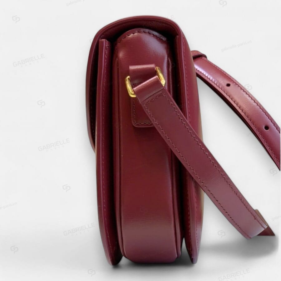 Celine Triomphe Saddle in Burgundy with Calfskin Bag - Image 4