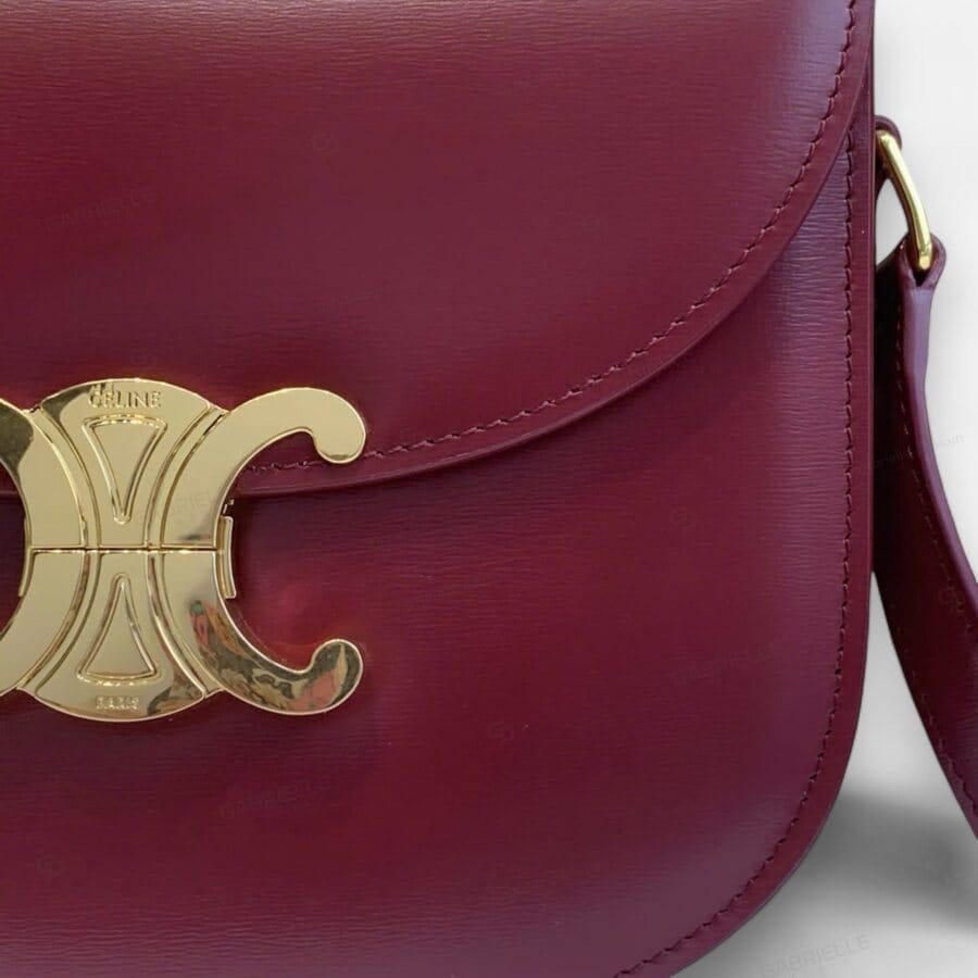 Celine Triomphe Saddle in Burgundy with Calfskin Bag - Image 7