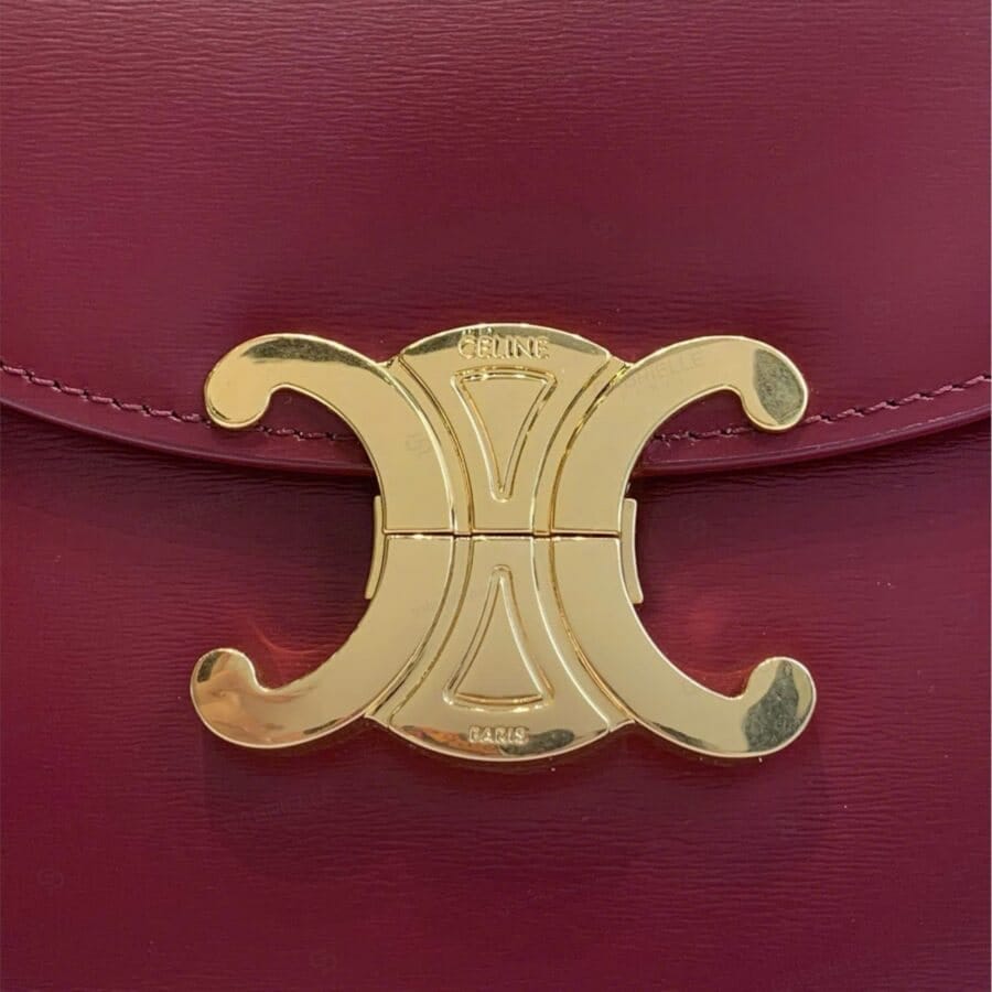 Celine Triomphe Saddle in Burgundy with Calfskin Bag - Image 8