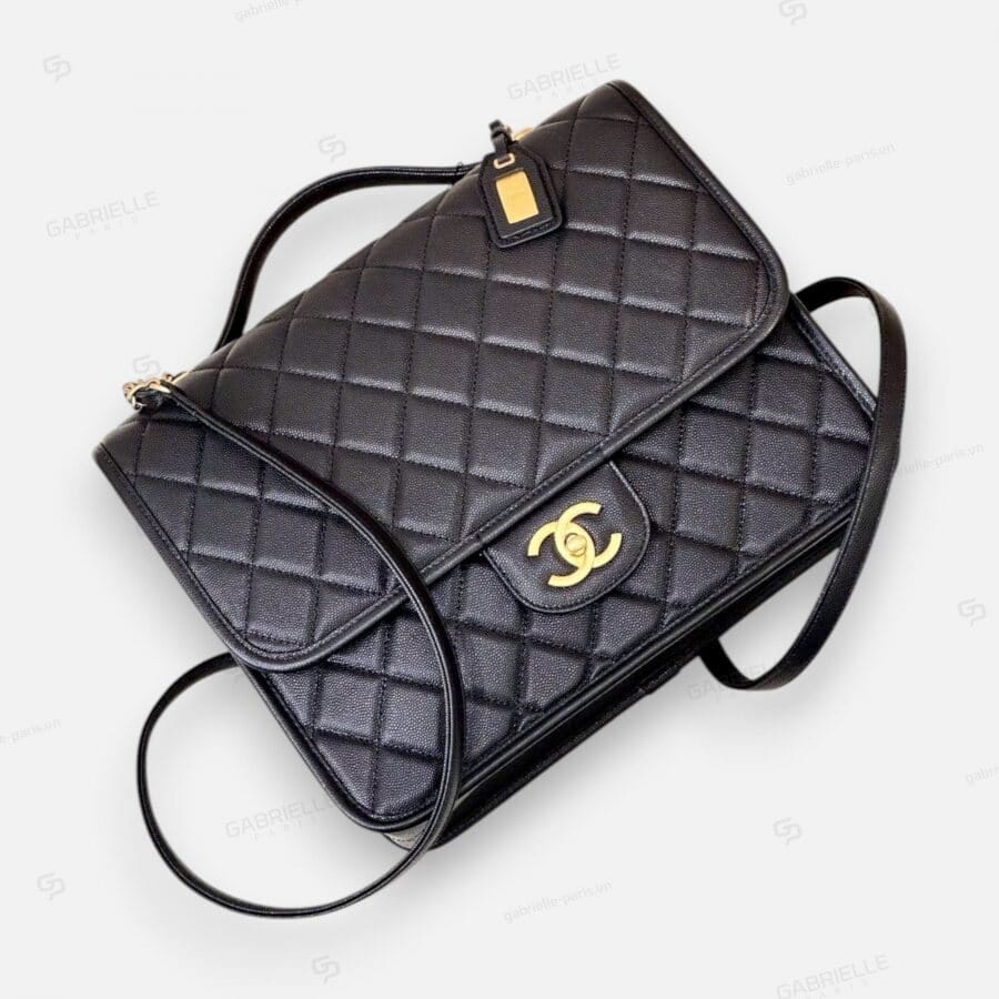 Chanel 22K Messenger Backpack from Black Caviar Leather Bag - Image 4