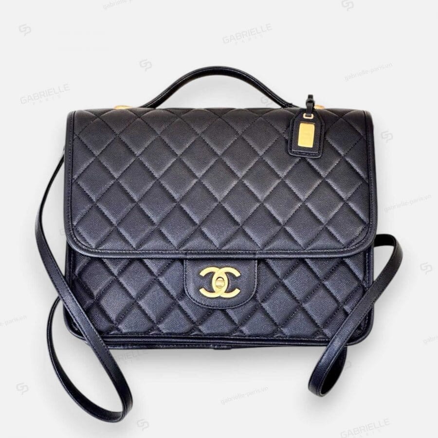 Chanel 22K Messenger Backpack from Black Caviar Leather Bag