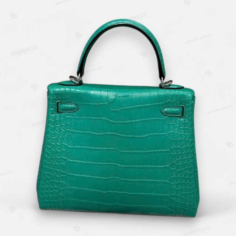 Hermes Kelly 25 Vert comics PHW HandBag Alligator - Image 5