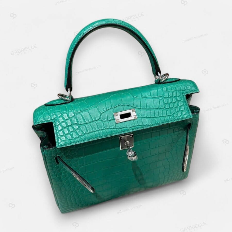 Hermes Kelly 25 Vert comics PHW HandBag Alligator - Image 2