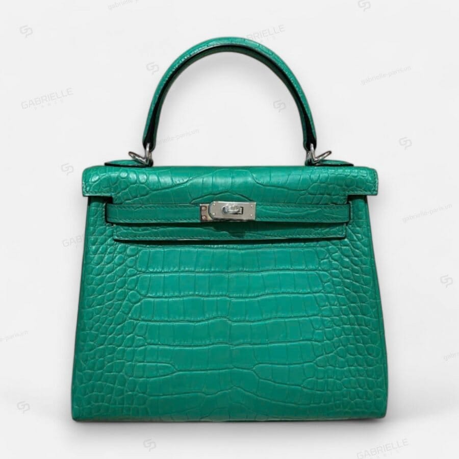 Hermes Kelly 25 Vert comics PHW HandBag Alligator