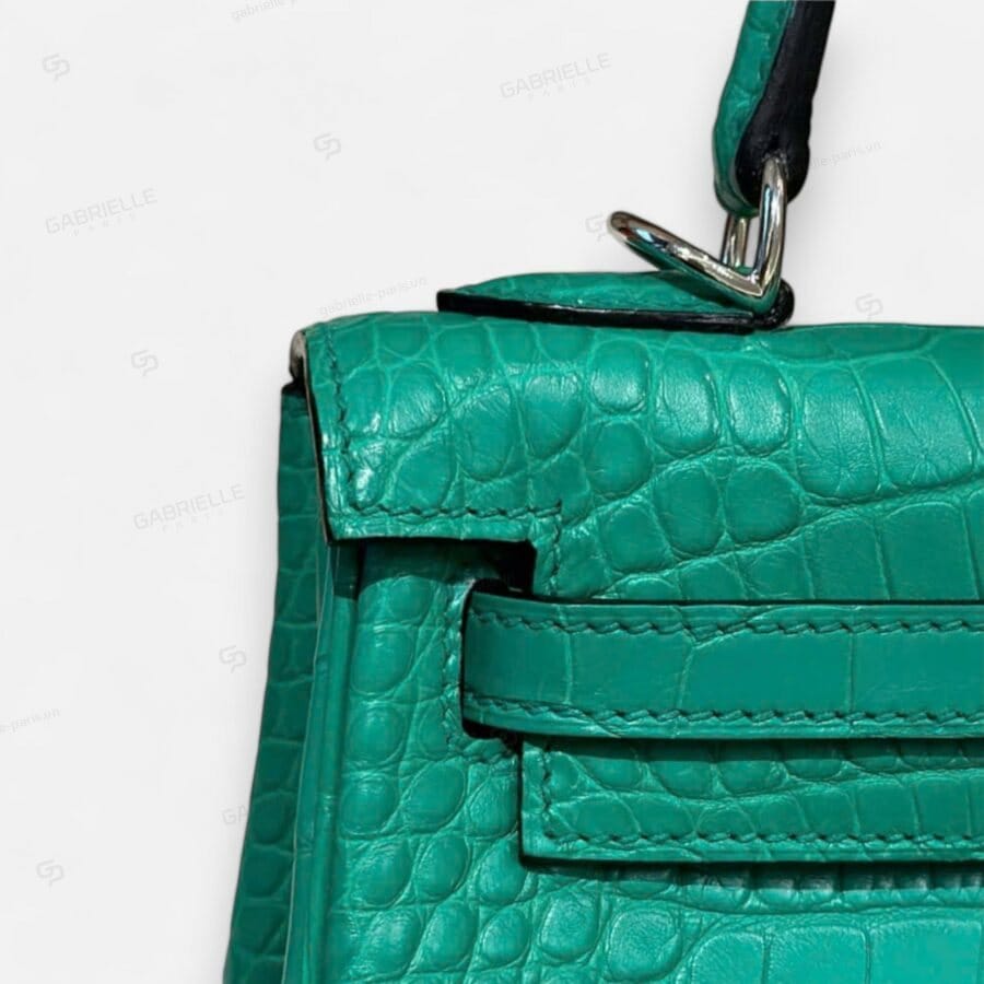 Hermes Kelly 25 Vert comics PHW HandBag Alligator - Image 7