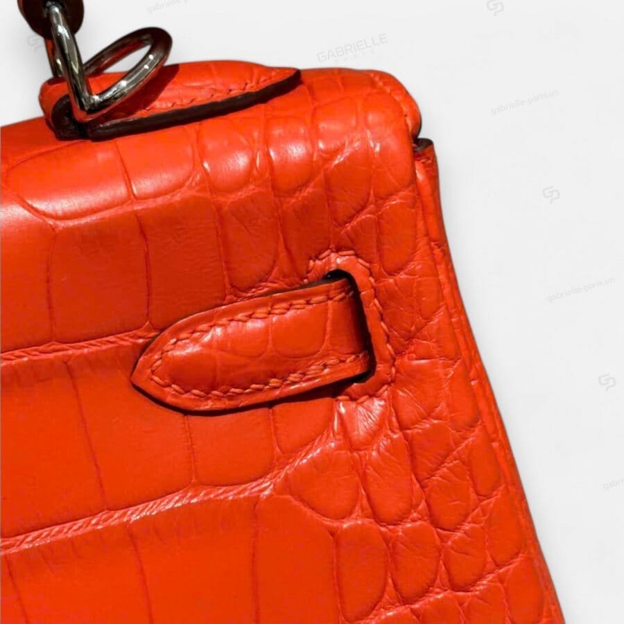 Hermes Kelly 25 Orange PHW HandBag Alligator - Image 3