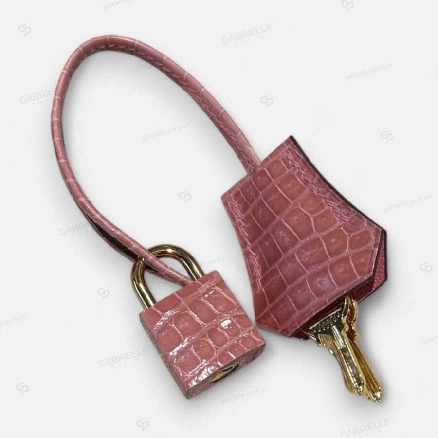 Hermes Kelly 25 Rose Confetti GHW Porosus shiny HandBag - Image 6