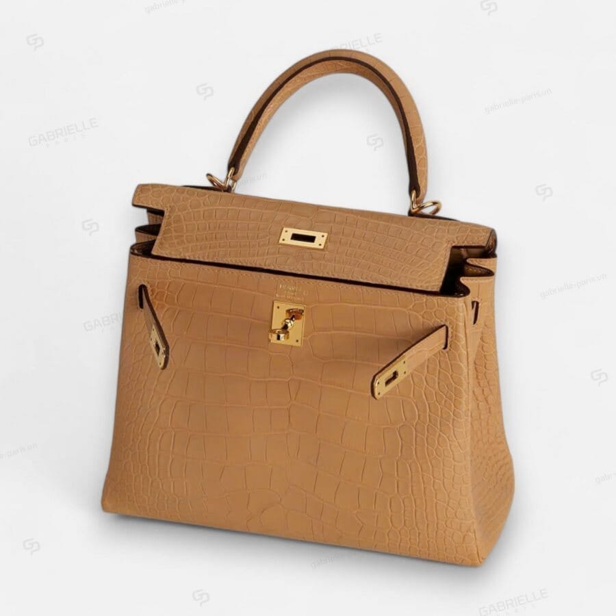 Hermes Kelly 25 0M Chai GHW HandBag Alligator - Image 2