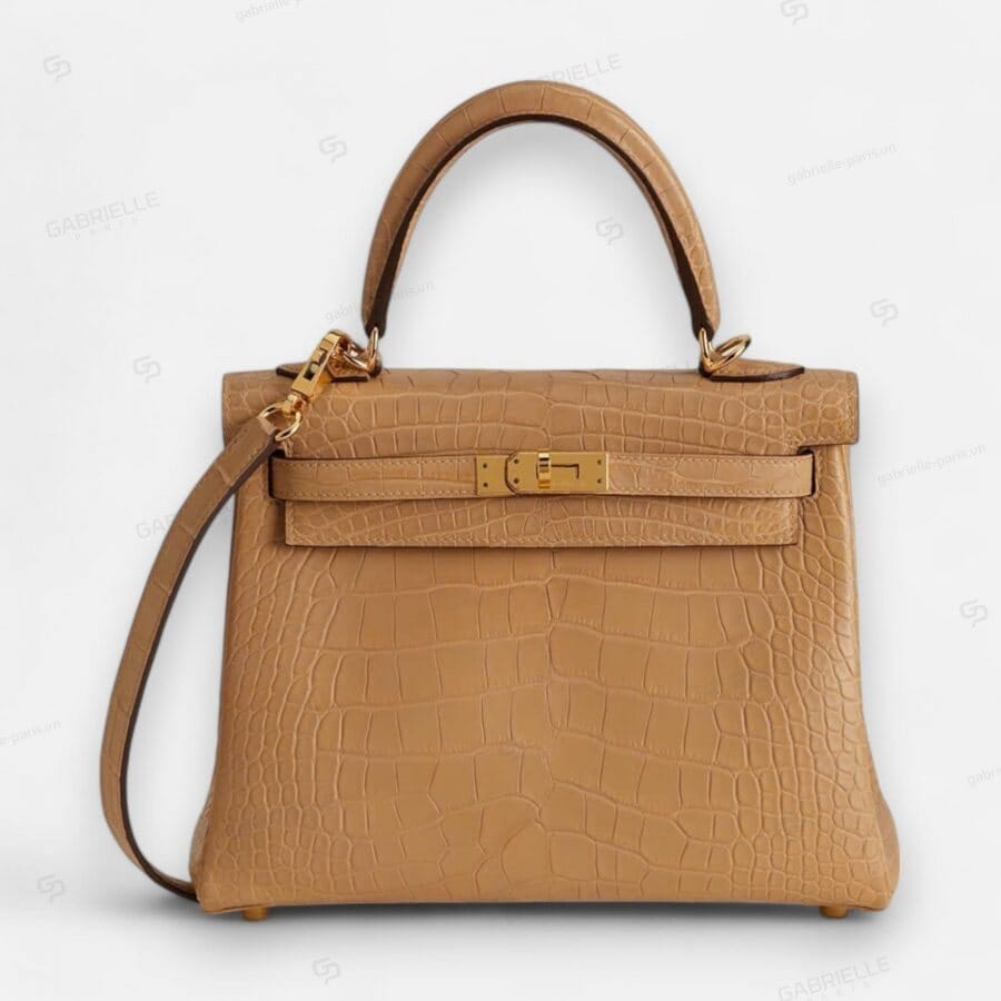 Hermes Kelly 25 0M Chai GHW HandBag Alligator