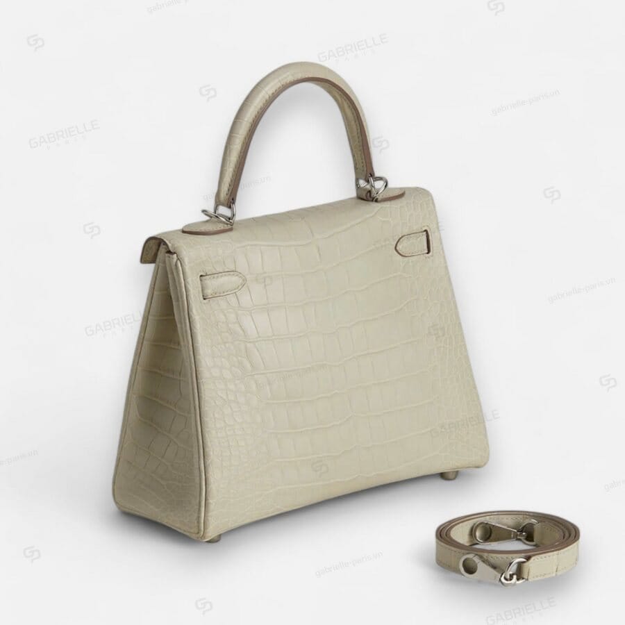 Hermes Kelly 25 8L Beton PHW HandBag Alligator - Image 4