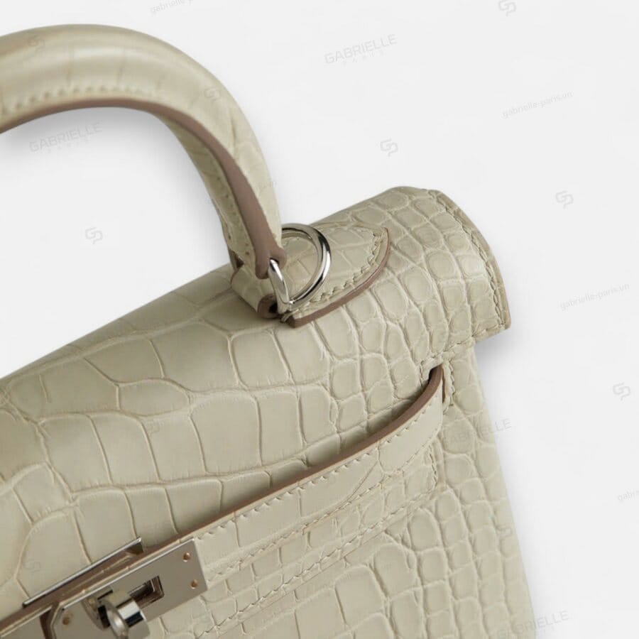 Hermes Kelly 25 8L Beton PHW HandBag Alligator - Image 7