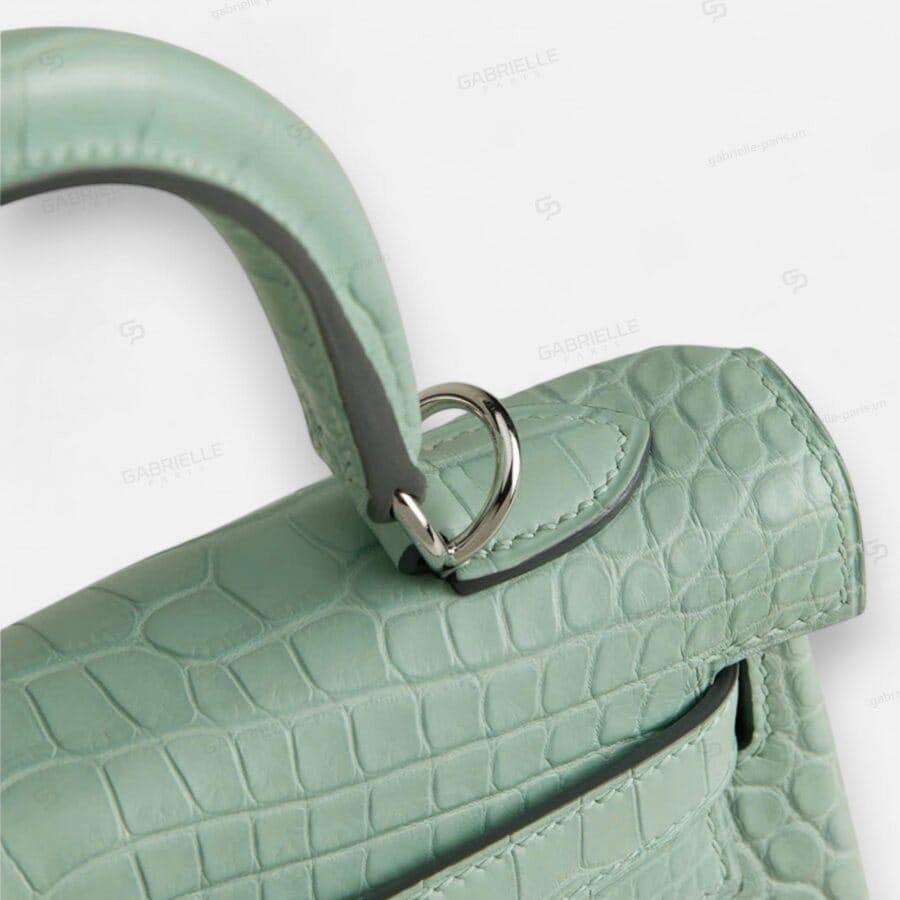 Hermes Kelly 25 6U Vert deau PHW HandBag Alligator - Image 7