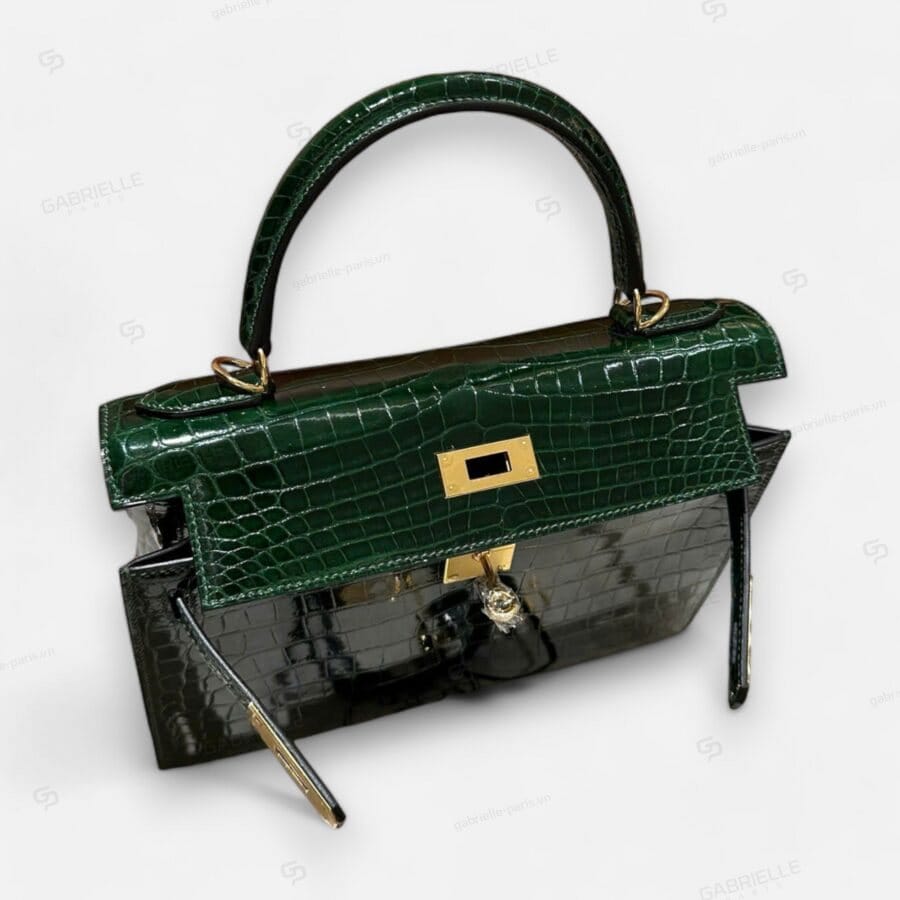 Hermes Kelly 28 Vert Foncé GHW HandBag Niloticus - Image 2