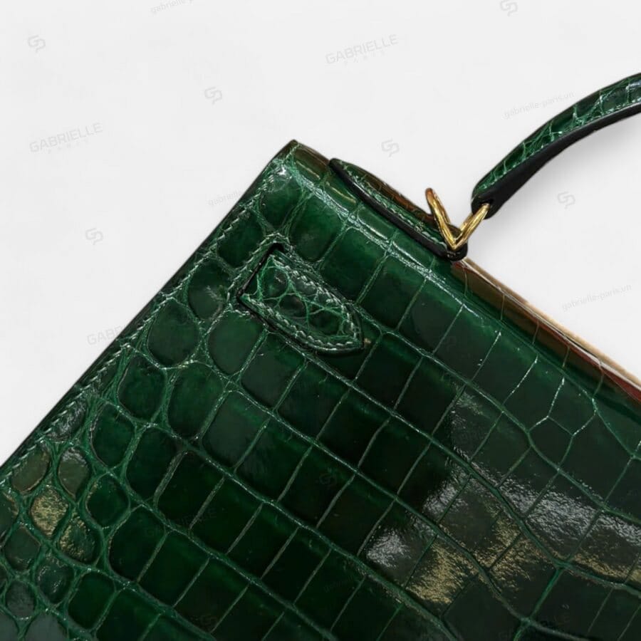 Hermes Kelly 28 Vert Foncé GHW HandBag Niloticus - Image 4