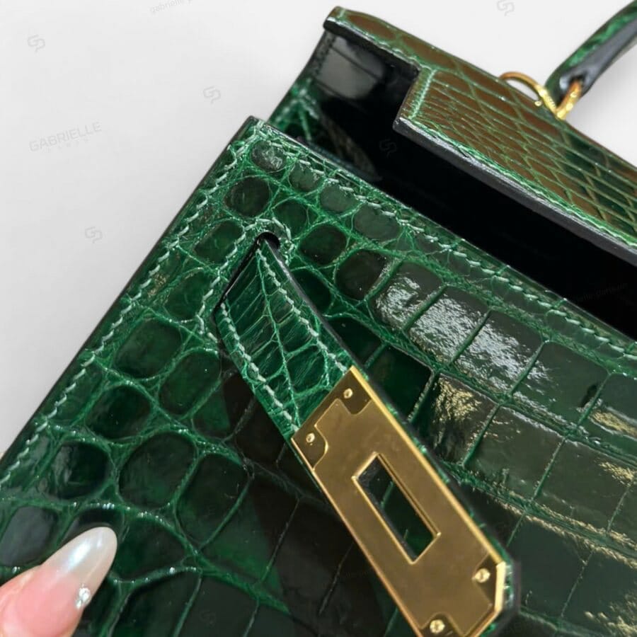 Hermes Kelly 28 Vert Foncé GHW HandBag Niloticus - Image 6