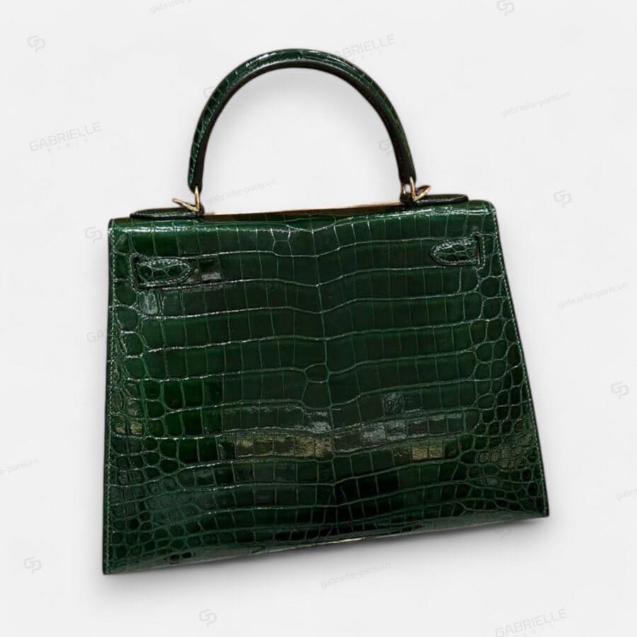 Hermes Kelly 28 Vert Foncé GHW HandBag Niloticus - Image 7