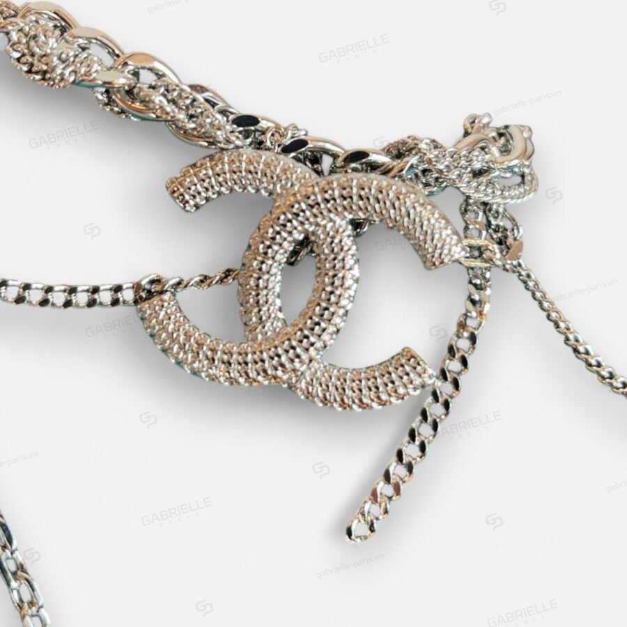 Chanel 22B Silver Choker Necklace - Image 2