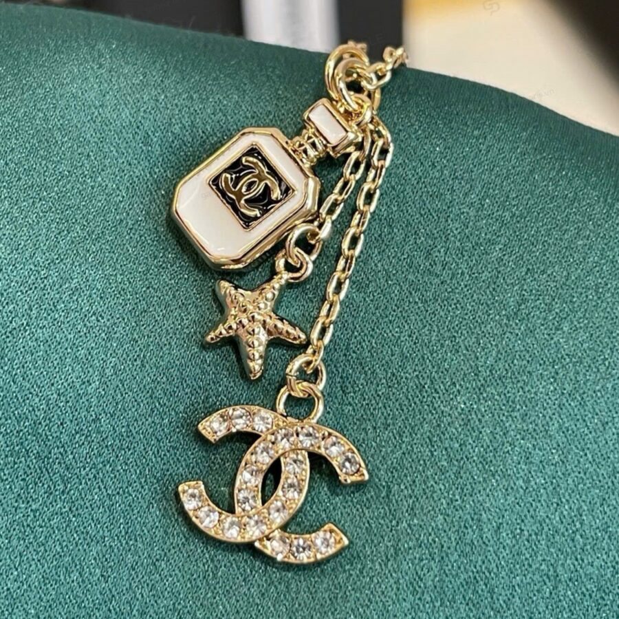 Chanel 25C Perfume Bottle Star Necklace Gold Plated - Image 6