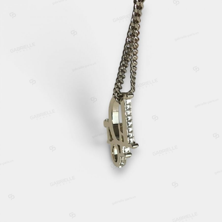 Dior Oblique Pendant Silver-Plated Necklace - Image 9