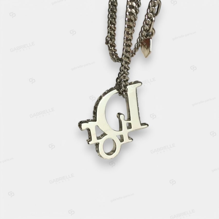 Dior Oblique Pendant Silver-Plated Necklace - Image 7