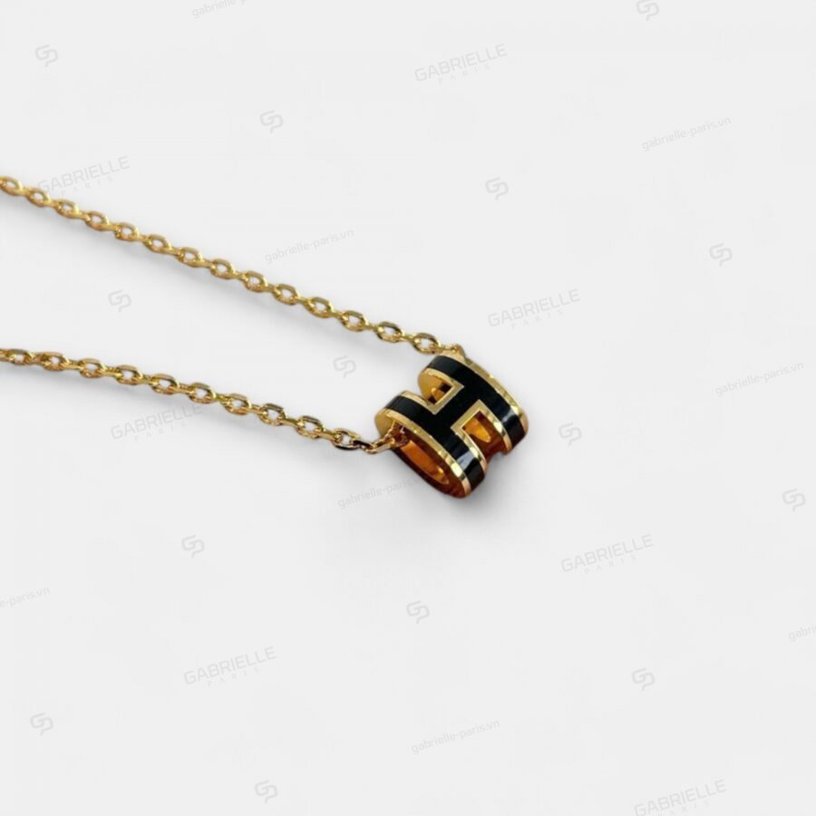 Hermès Pop H Mini Gold-Plated Necklace Black - Image 5