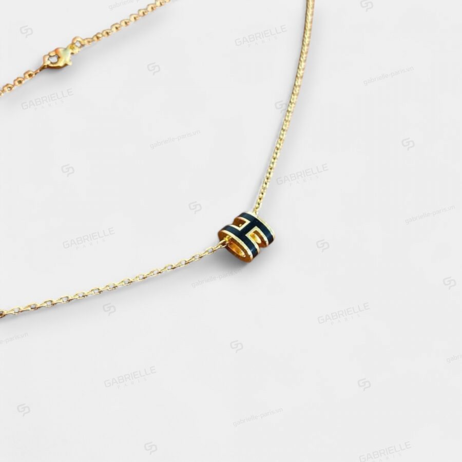 Hermès Pop H Mini Gold-Plated Necklace Black - Image 3