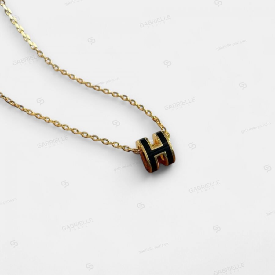 Hermès Pop H Mini Gold-Plated Necklace Black