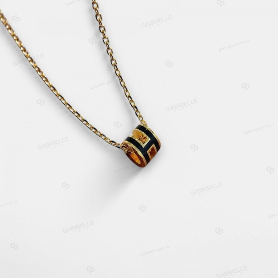 Hermès Pop H Mini Gold-Plated Necklace Black - Image 2