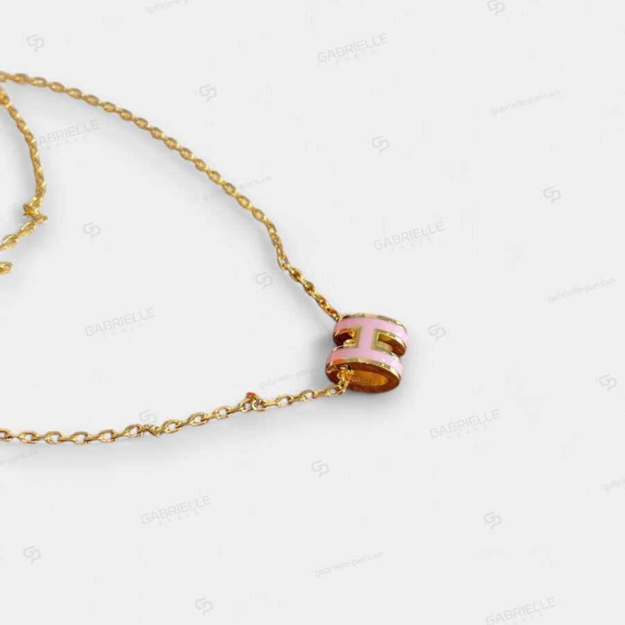 Hermès Pop H Mini Gold-Plated Necklace Pink - Image 4