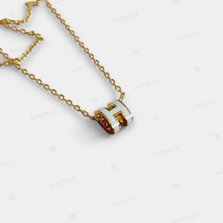 Hermès Pop H Mini Gold-Plated Necklace White