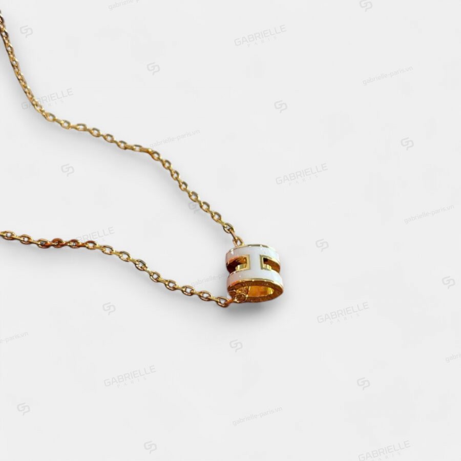 Hermès Pop H Mini Gold-Plated Necklace White - Image 2