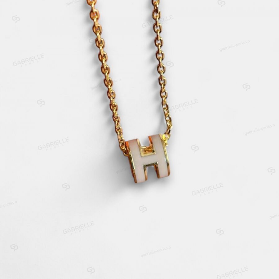 Hermès Pop H Mini Gold-Plated Necklace Ivory White