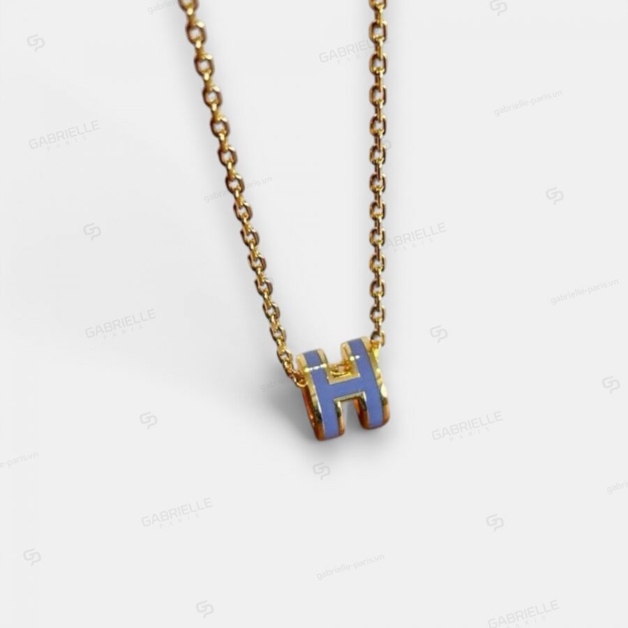 Hermès Pop H Mini Gold-Plated Necklace Blue