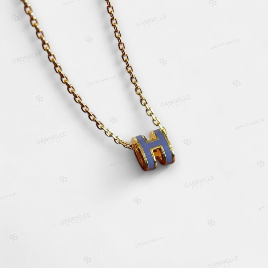 Hermès Pop H Mini Gold-Plated Necklace Blue - Image 5