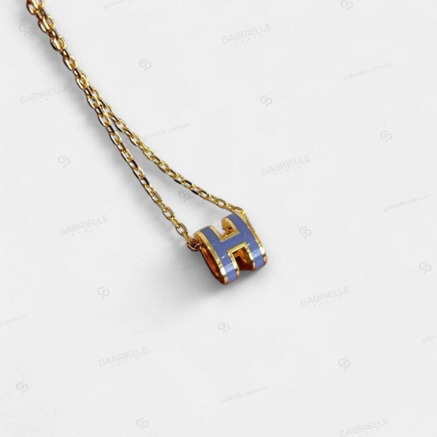 Hermès Pop H Mini Gold-Plated Necklace Blue - Image 2