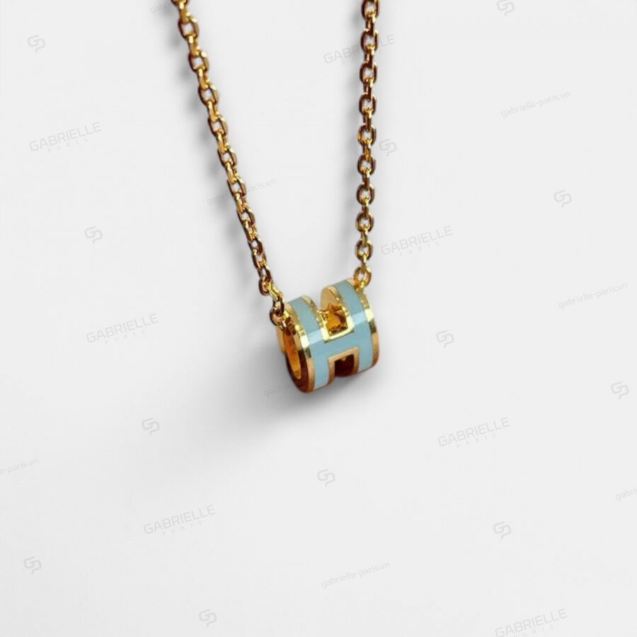 Hermès Pop H Mini Gold-Plated Necklace Light Blue - Image 5