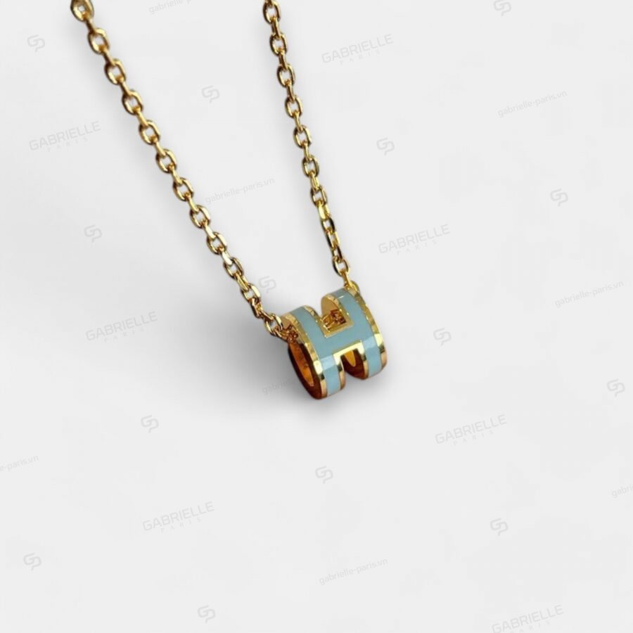 Hermès Pop H Mini Gold-Plated Necklace Light Blue - Image 4