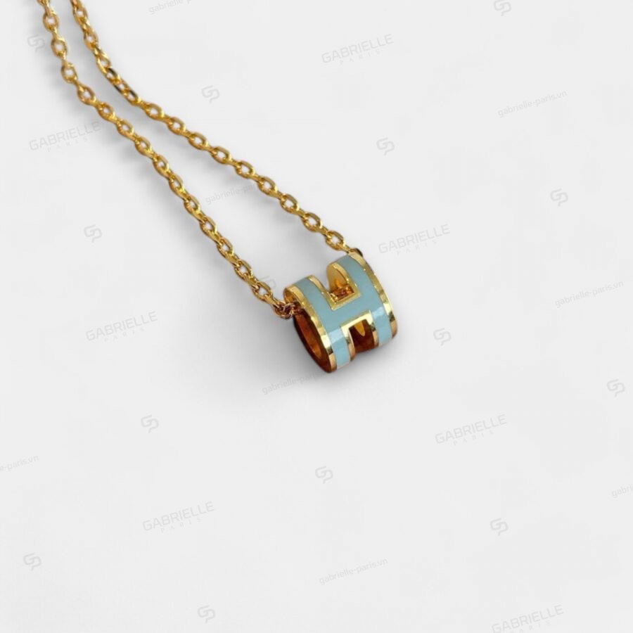 Hermès Pop H Mini Gold-Plated Necklace Light Blue