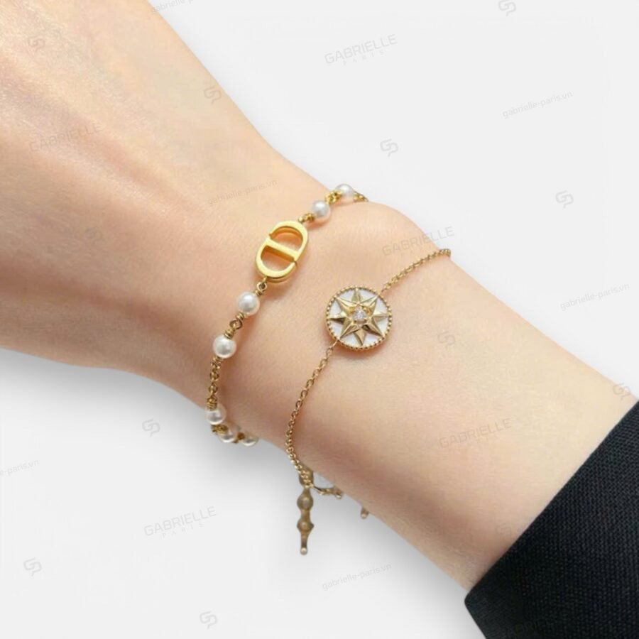 Dior CD Letter Pearl Gold-Plated Bracelet